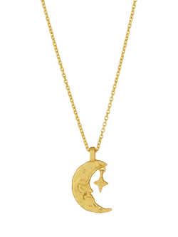 Ottoman Hands Crescent Moon Necklace, Gold, Gold