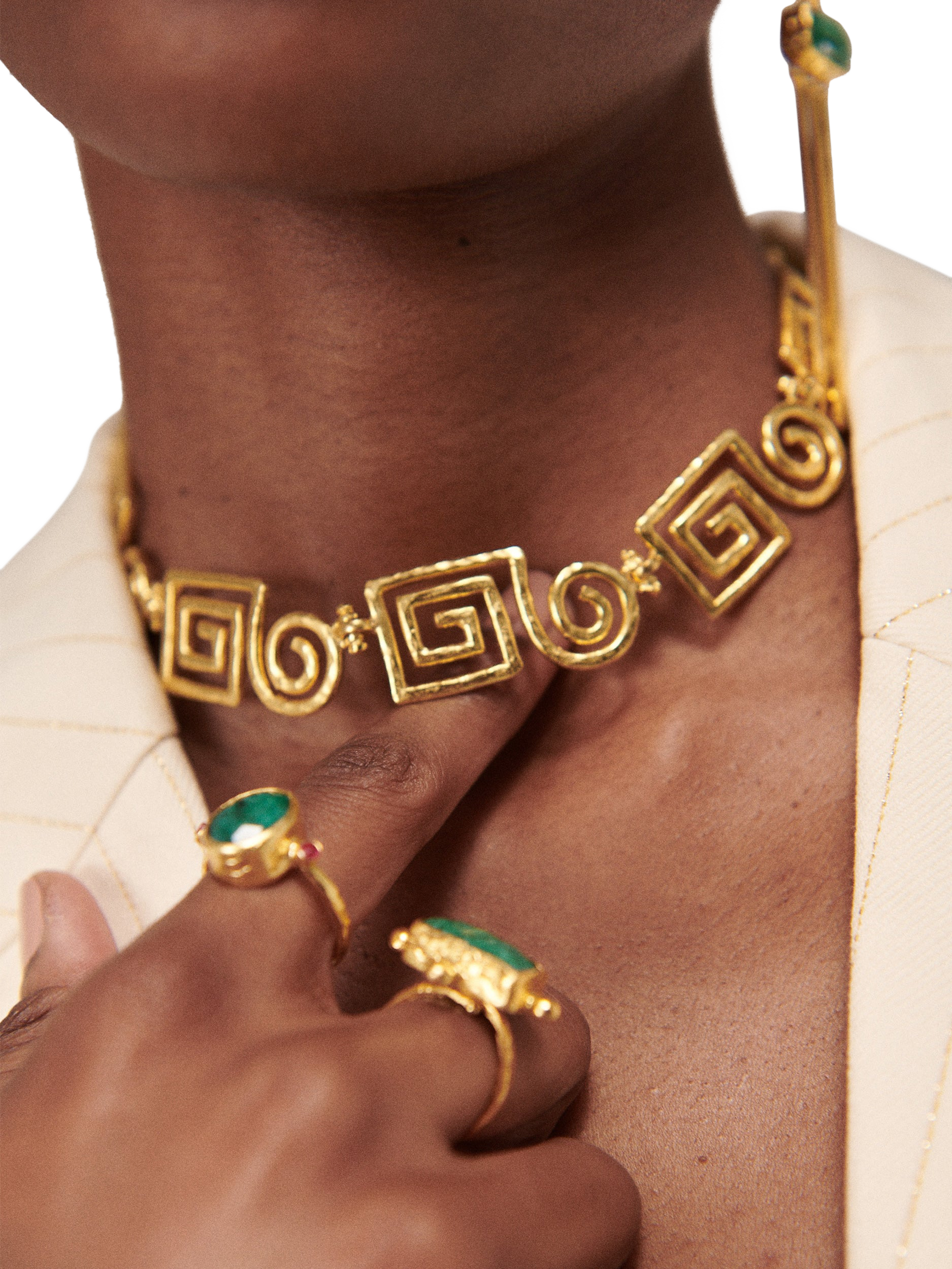 Product image 3 of 6, which shows Ottoman Hands Megara Geometric Spiral Necklace, Gold