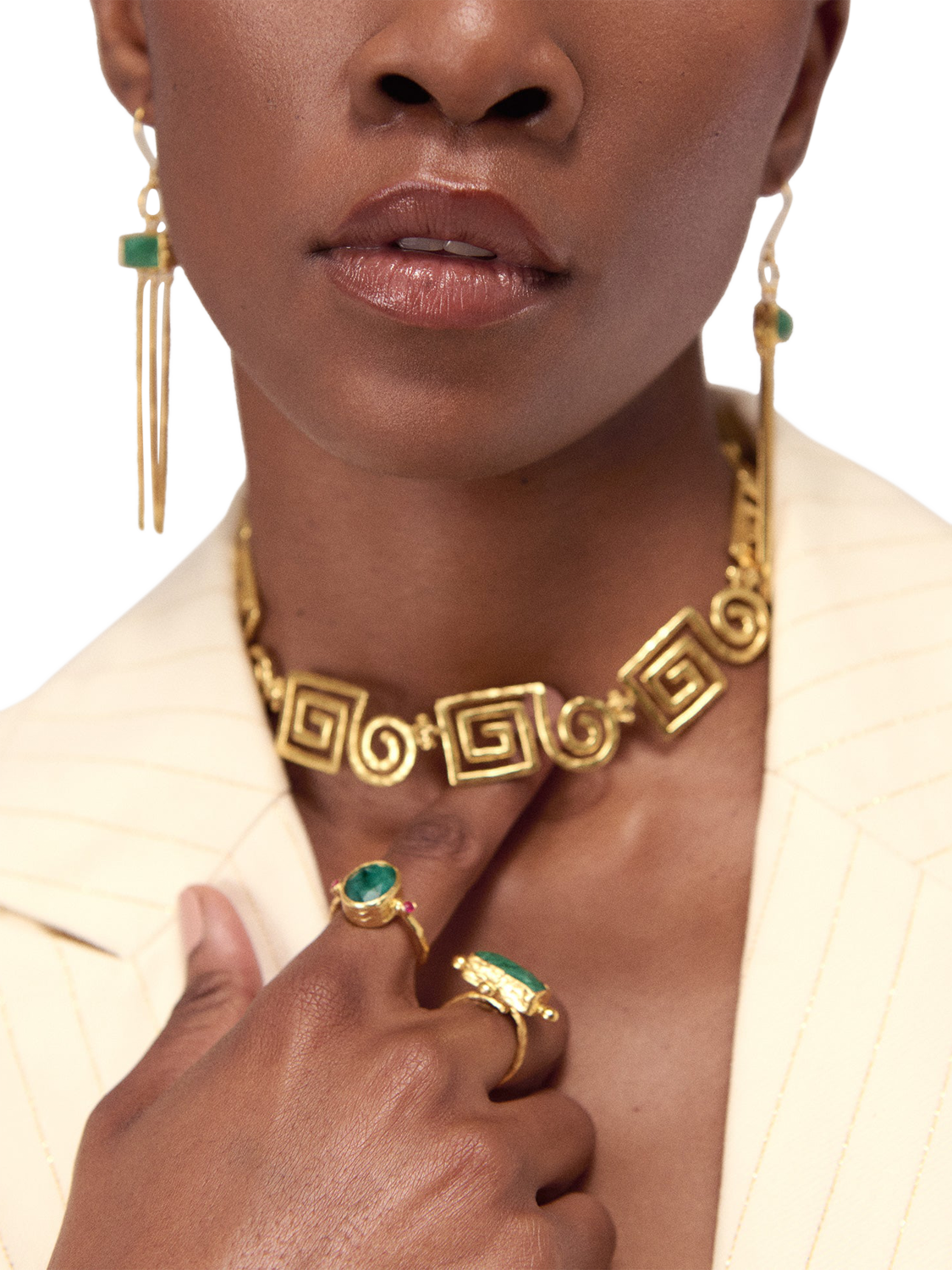 Product image 4 of 6, which shows Ottoman Hands Megara Geometric Spiral Necklace, Gold