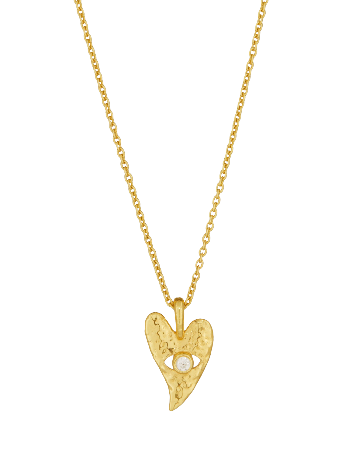 Product image 1 of 6, which shows Ottoman Hands Evil Eye Heart Necklace, Gold