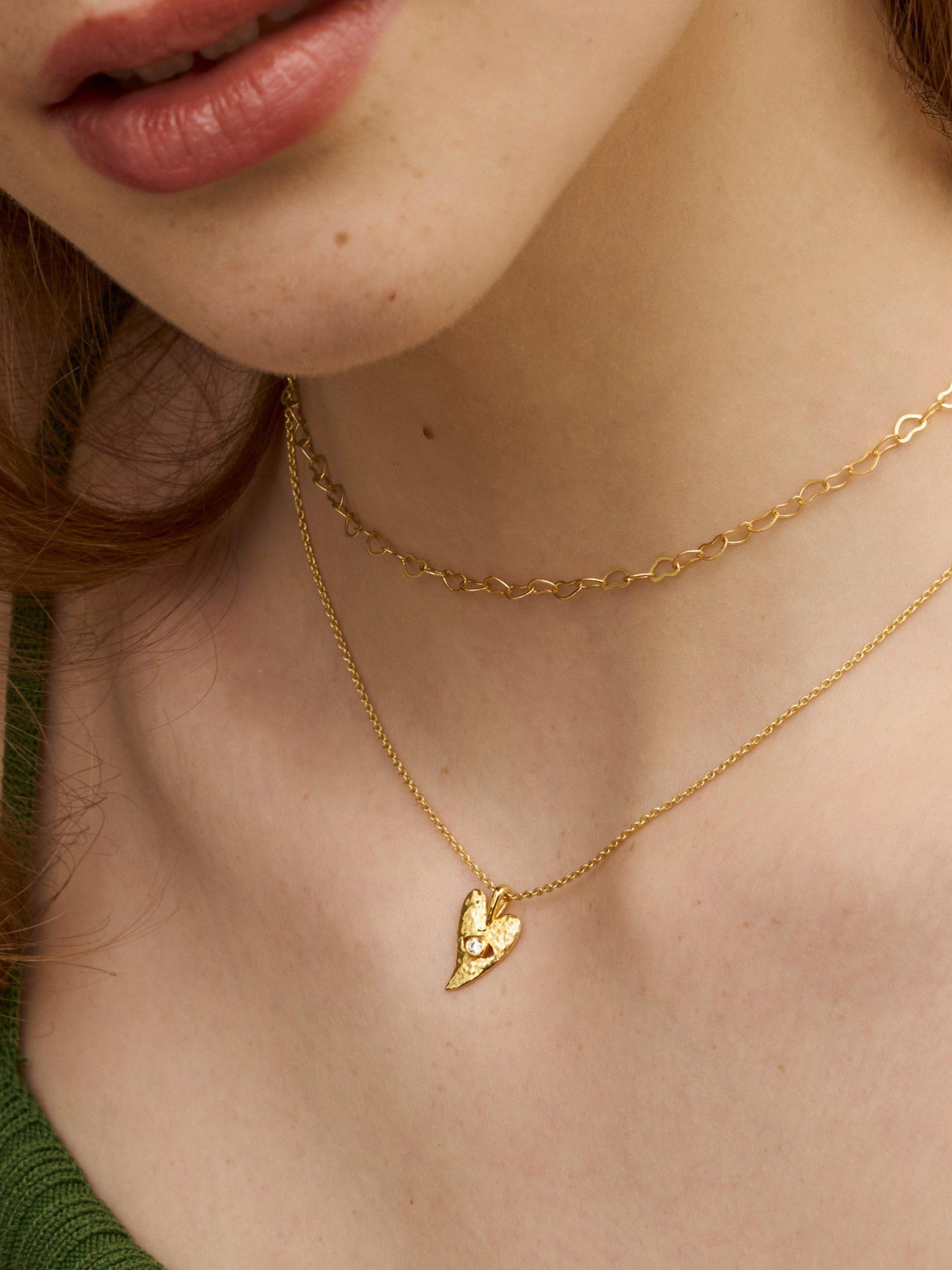 Product image 2 of 6, which shows Ottoman Hands Evil Eye Heart Necklace, Gold