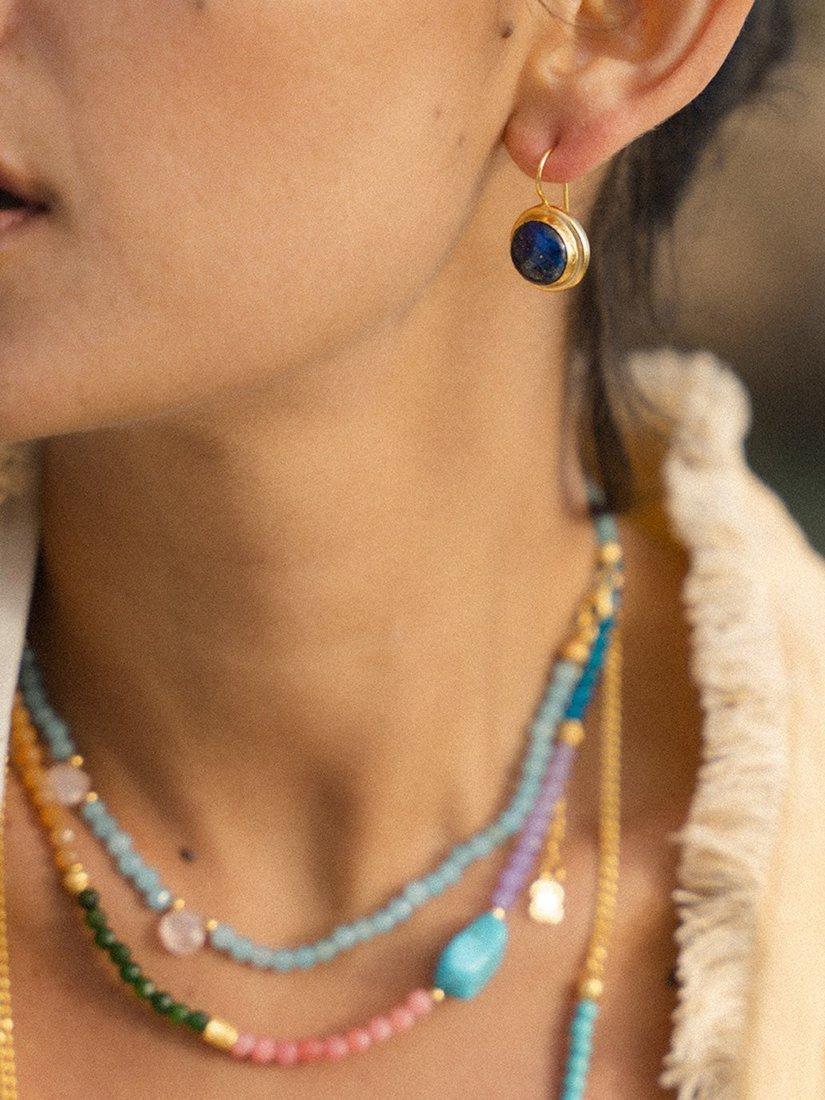 Product image 2 of 3, which shows Ottoman Hand Noa Lapis Drop Earrings, Gold