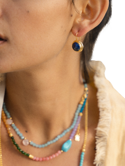 Ottoman Hand Noa Lapis Drop Earrings, Gold - view 2, Gold