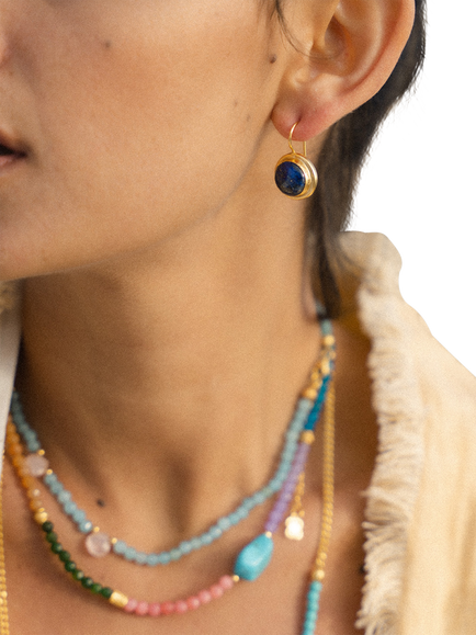 Ottoman Hand Noa Lapis Drop Earrings, Gold - view 2, Gold