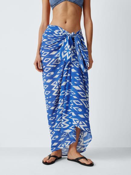 John Lewis Malay Ikat Sarong, Blue, One Size, Blue