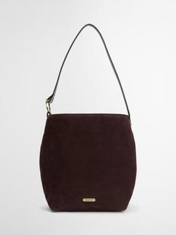 Barbour Cedar Suede Bucket Bag, Dark Brown