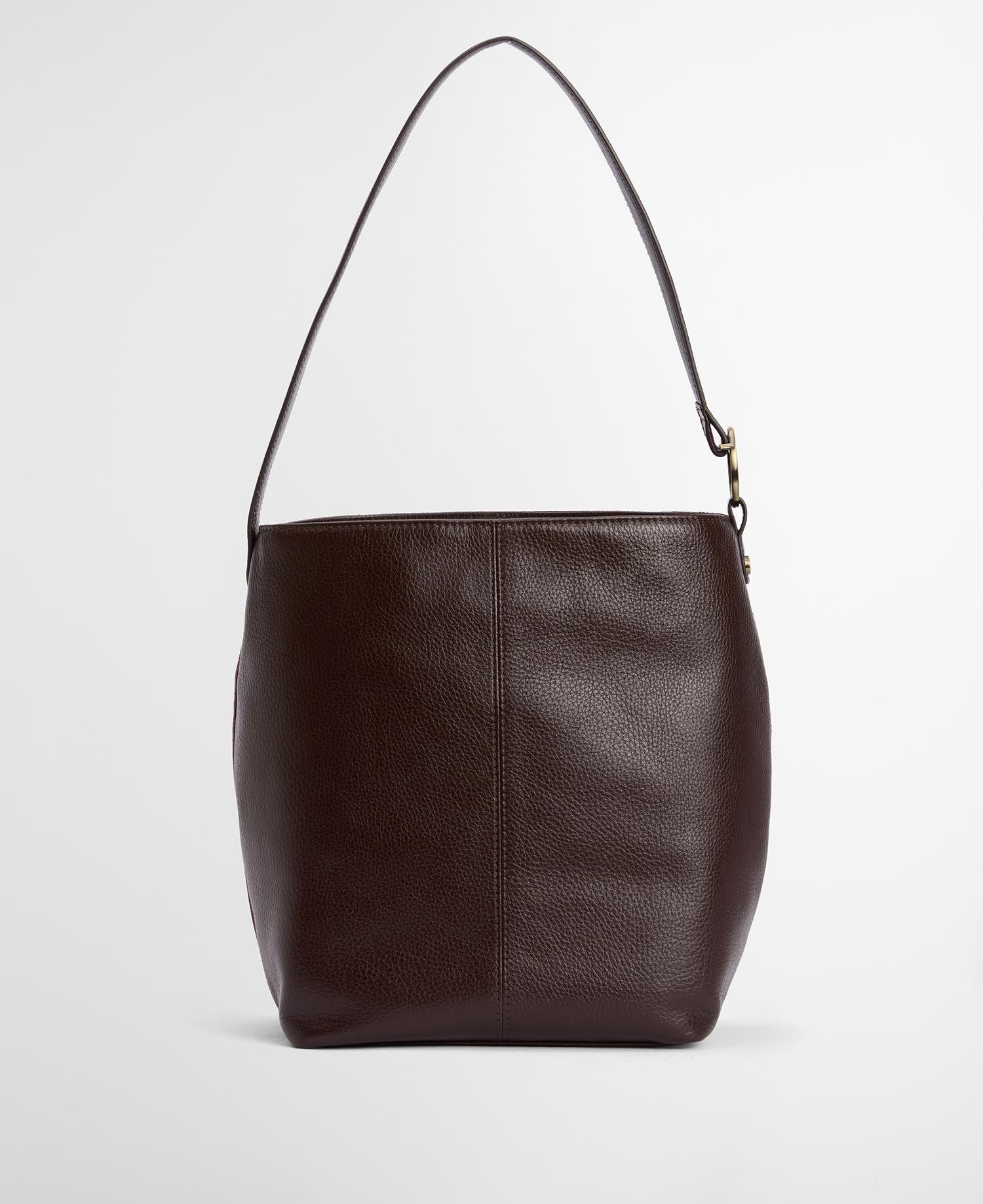 Product image 2 of 5, which shows Barbour Cedar Suede Bucket Bag, Dark Brown