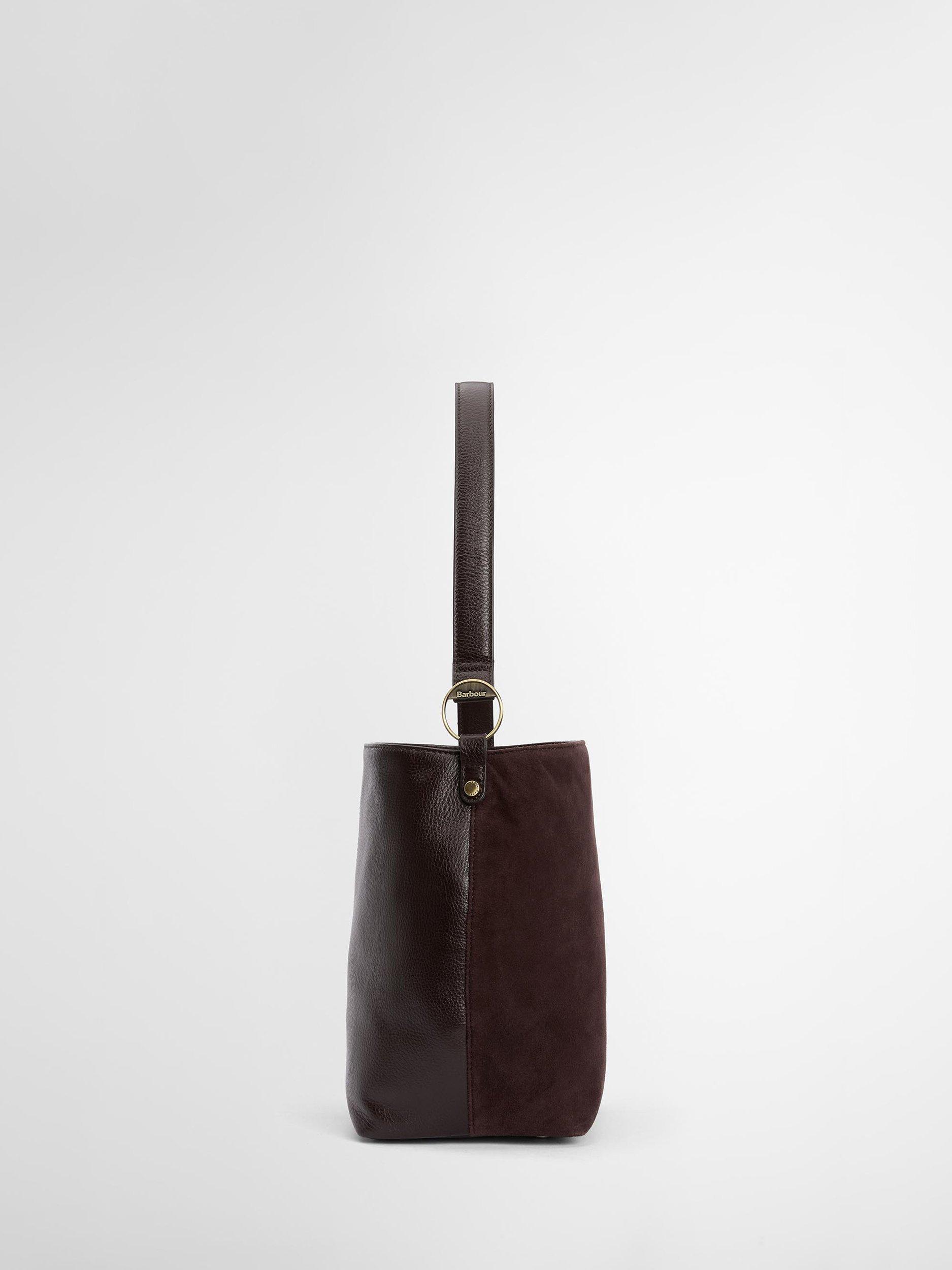 Product image 5 of 5, which shows Barbour Cedar Suede Bucket Bag, Dark Brown