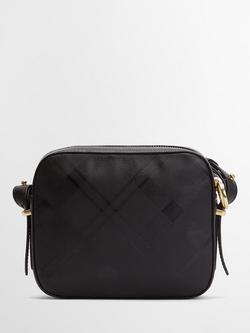 Barbour Daphne Leather Crossbody Bag, Black/Deboss Tartan - view 2, Black/ Deboss Tartan