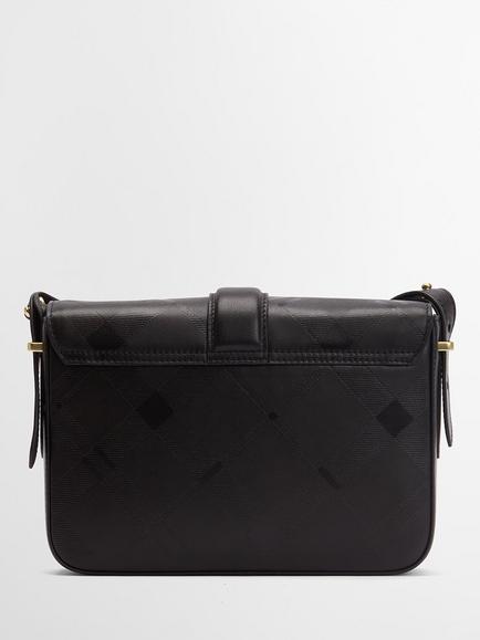 Barbour Rosa Leather Crossbody Bag, Black/Deboss Tartan - view 2, Black/ Deboss Tartan