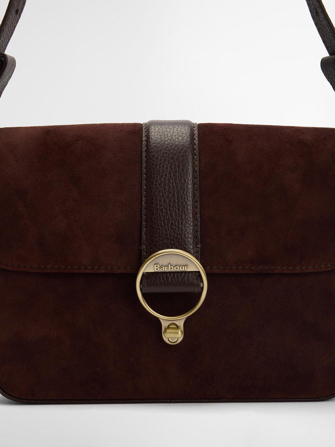 Product image 3 of 8, which shows Barbour Rosa Suede & Leather Crossbody Bag, Dark Brown