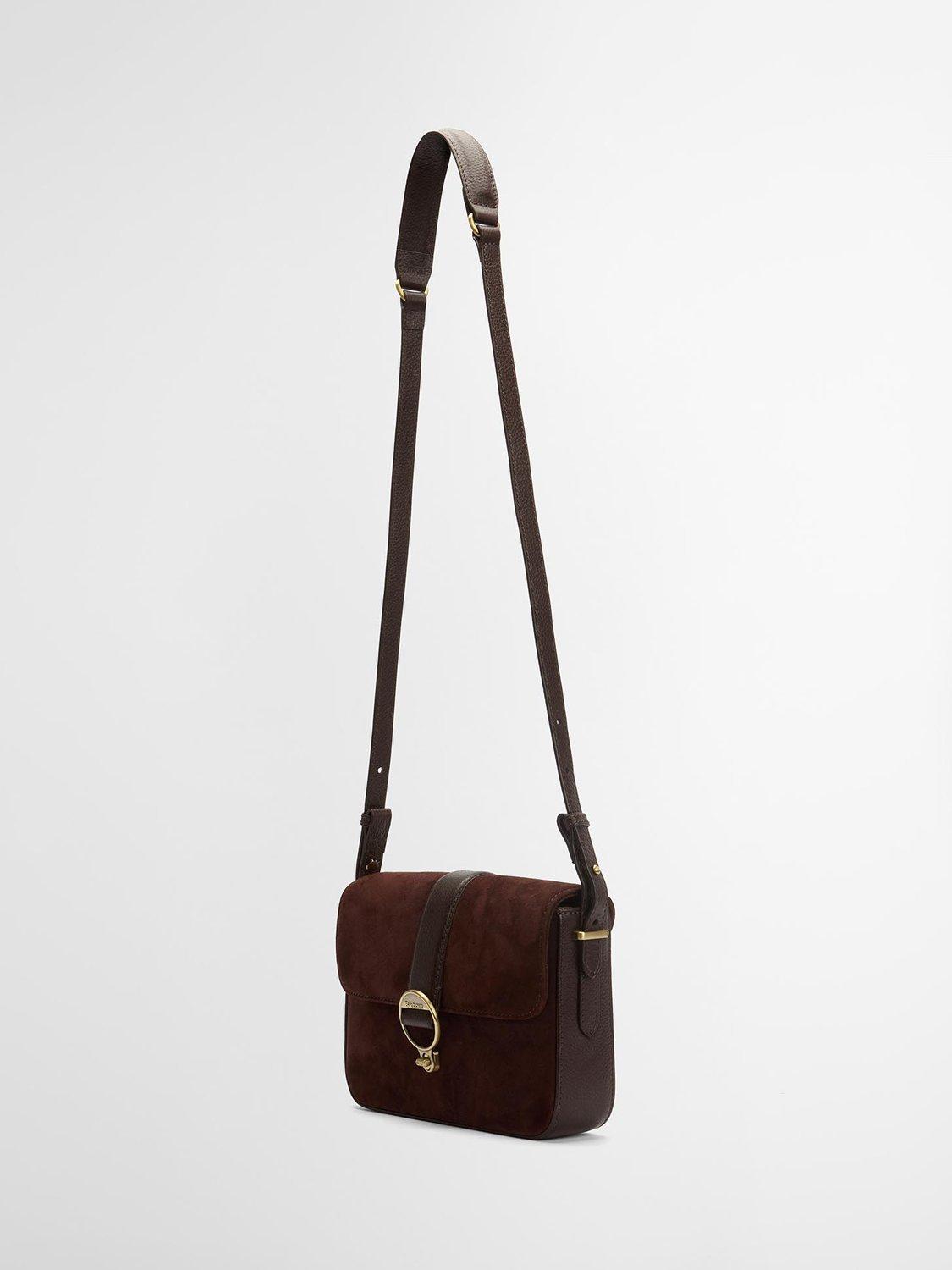 Product image 8 of 8, which shows Barbour Rosa Suede & Leather Crossbody Bag, Dark Brown