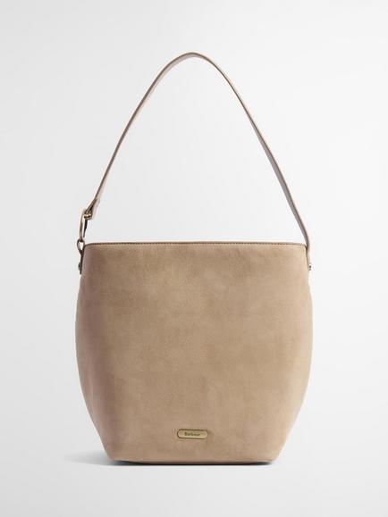 Barbour Cedar Pure Suede Shoulder Bag, Sand, Sand