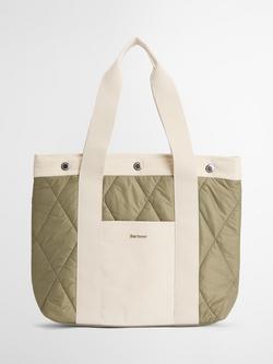 Barbour Healy Quilted Tote Bag, Bleached Olive, Bleached Olive