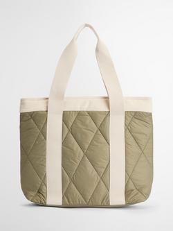 Barbour Healy Quilted Tote Bag, Bleached Olive - view 2, Bleached Olive