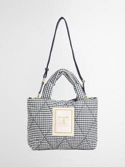 Barbour Riah Gingham Quilted Mini Tote Bag, Navy/White, Navy/White