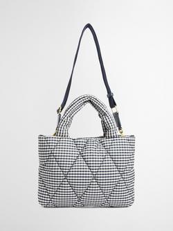 Barbour Riah Gingham Quilted Mini Tote Bag, Navy/White - view 2, Navy/White