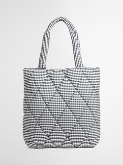 Barbour Riah Gingham Quilted Tote Bag, Navy/White - view 2, Navy/White