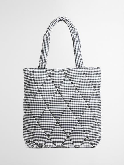 Barbour Riah Gingham Quilted Tote Bag, Navy/White - view 2, Navy/White