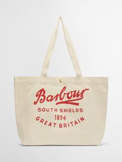 Barbour Varsity Logo Tote Bag, Red Logo, Red Logo