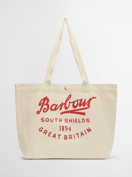Barbour Varsity Logo Tote Bag, Red Logo, Red Logo