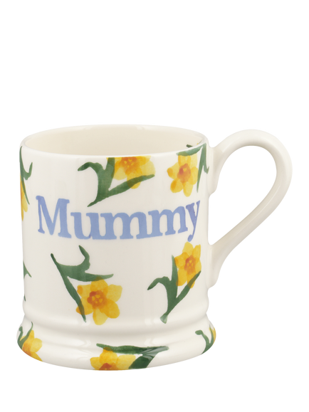 Emma Bridgewater Windblown Daffodils 'Mummy' Half Pint Earthenware Mug, 300ml, Multi