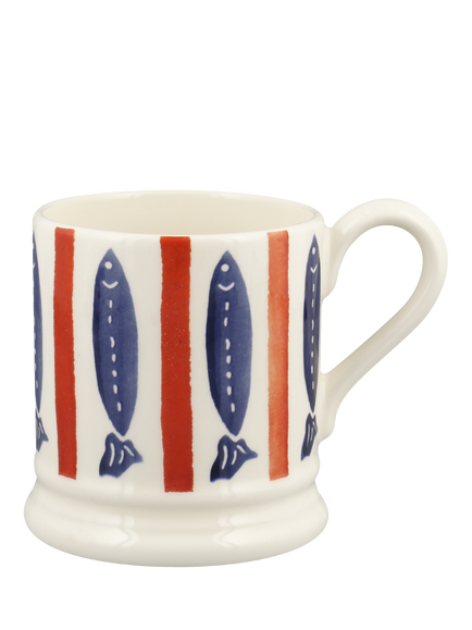 Emma Bridgewater Seafood Stripe Earthenware Half Pint Mug, 300ml, Multi