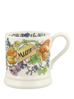 Emma Bridgewater Spring Bunch 'Mum' Half Pint Earthenware Mug, 300ml, Multi