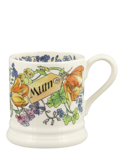 Emma Bridgewater Spring Bunch 'Mum' Half Pint Earthenware Mug, 300ml, Multi