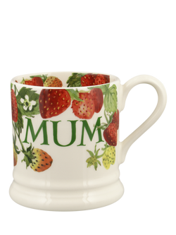 Emma Bridgewater Vegetable Garden Strawberries 'Mum' Half Pint Earthenware Mug, 300ml, Multi