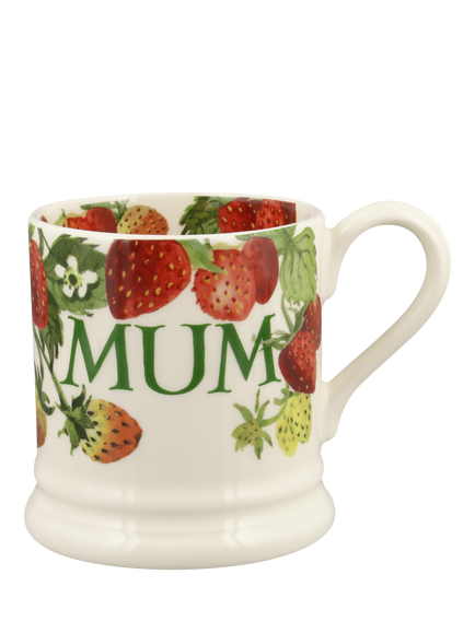 Emma Bridgewater Vegetable Garden Strawberries 'Mum' Half Pint Earthenware Mug, 300ml, Multi