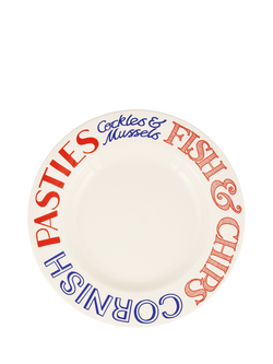 Emma Bridgewater Red & Blue Toast British Beaches Earthenware Dinner Plate, 27cm, Multi