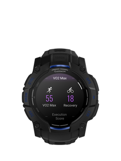 Garmin Instinct 3 Rugged GPS Smartwatch, 45mm, Black With Black/Bolt Blue Band