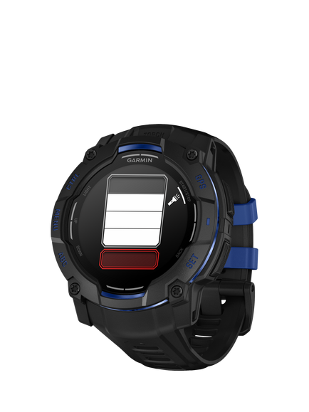 Garmin Instinct 3 Rugged GPS Smartwatch, 45mm - view 2, Black With Black/Bolt Blue Band