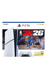 Sony PlayStation 5 (Model Group - Slim) Console with DualSense Controller, White and NBA 2K26 Bundle