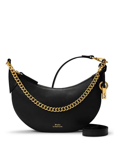 Polo Ralph Lauren ID Mini Leather Crossbody Saddle Bag, Black