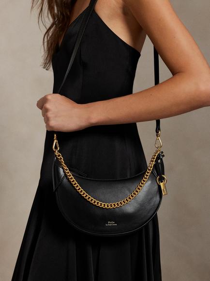 Polo Ralph Lauren ID Mini Leather Crossbody Saddle Bag - view 2, Black
