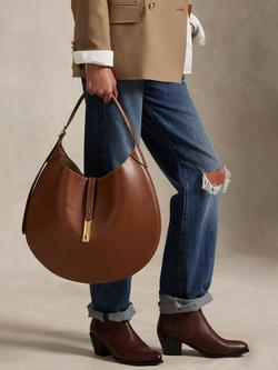 Polo Ralph Lauren ID Medium Leather Shoulder Bag, Cuoio - view 2, Cuoio