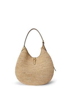 Polo Ralph Lauren Polo ID Raffia Shoulder Bag, Natural/Cashmere - view 2, Natural/Cashmere