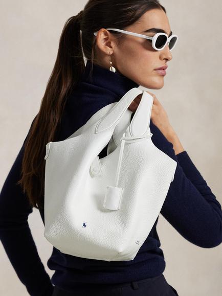 Polo Ralph Lauren Polo Play Medium Leather Tote Bag - view 2, Paper