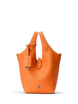 Polo Ralph Lauren Polo Play Small Leather Crossbody Tote Bag, Orange Peel