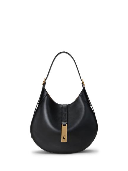 Polo Ralph Lauren Polo ID Small Leather Shoulder Bag, Black
