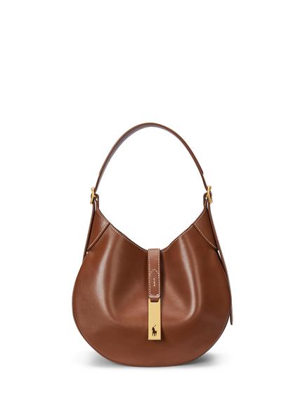 Polo Ralph Lauren Polo ID Small Leather Shoulder Bag, Cuoio