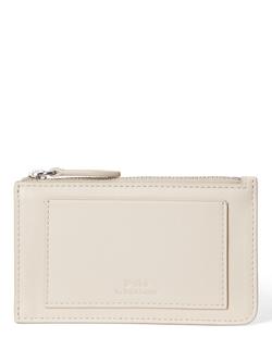 Polo Ralph Lauren Bear Leather Zip Card Case, Cream - view 2, Cream