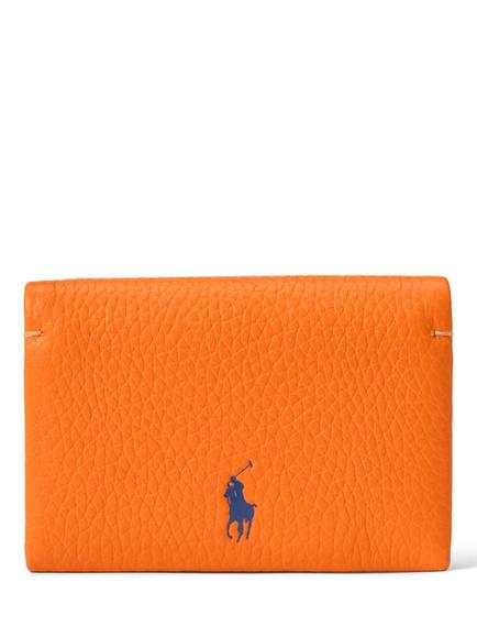 Ralph Lauren Polo Play Leather Snap Card Case, Orange Peel