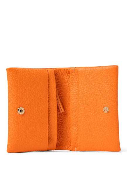 Ralph Lauren Polo Play Leather Snap Card Case - view 2, Orange Peel