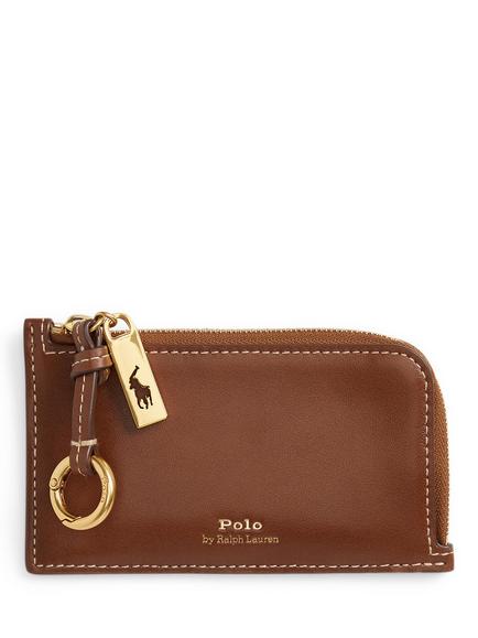 Ralph Lauren Polo ID Leather Zip Card Case, Cuoio