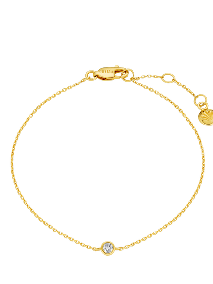 Orelia Fine Chain Crystal Bracelet, Pale Gold, Pale Gold