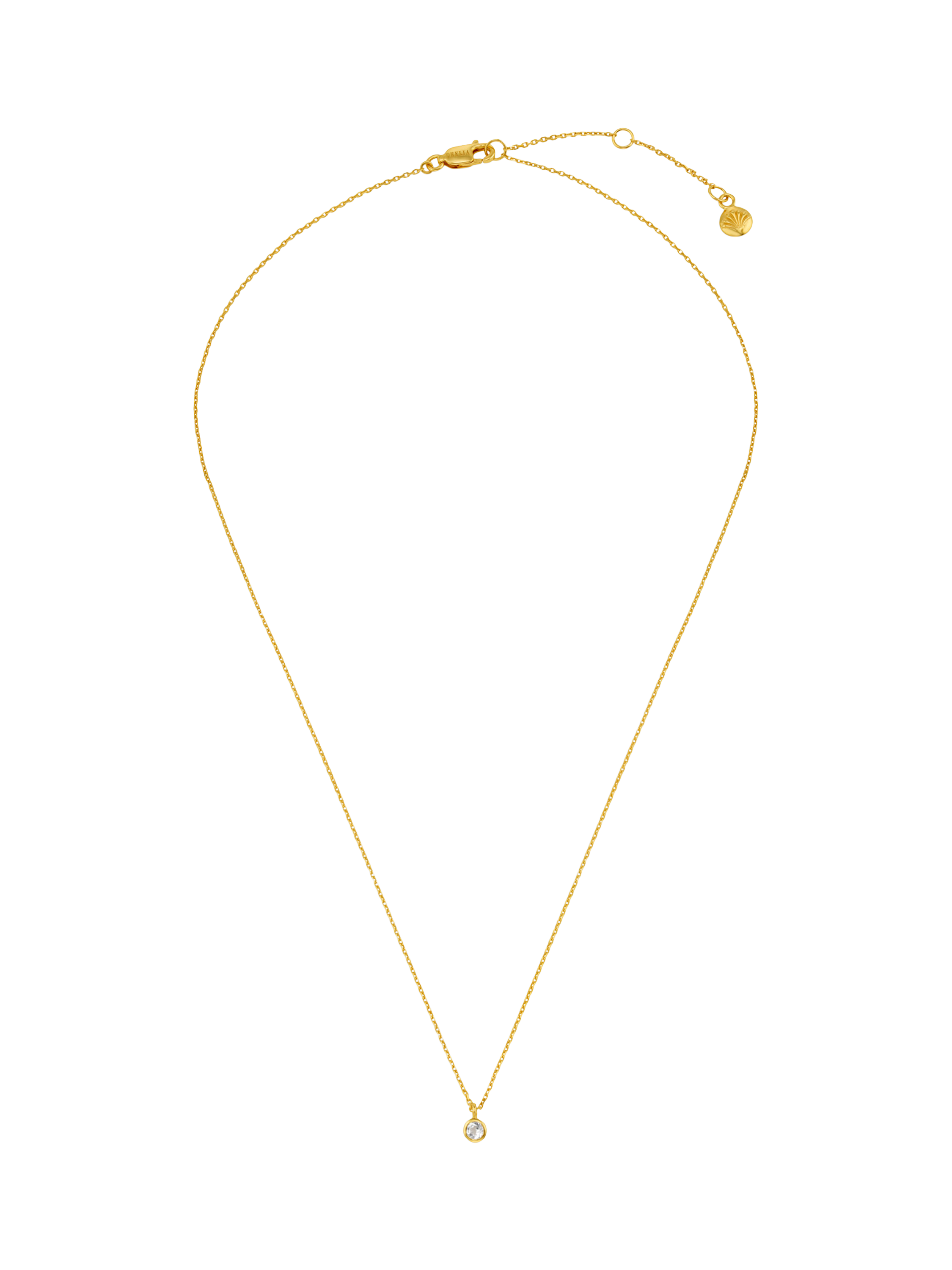 Product image 2 of 3, which shows Orelia Fine Chain Crystal Pendant, Pale Gold