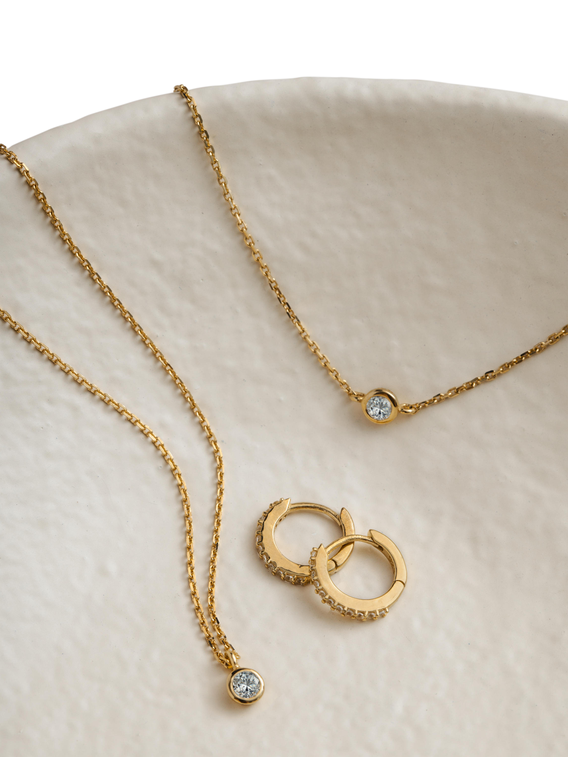 Product image 3 of 3, which shows Orelia Fine Chain Crystal Pendant, Pale Gold